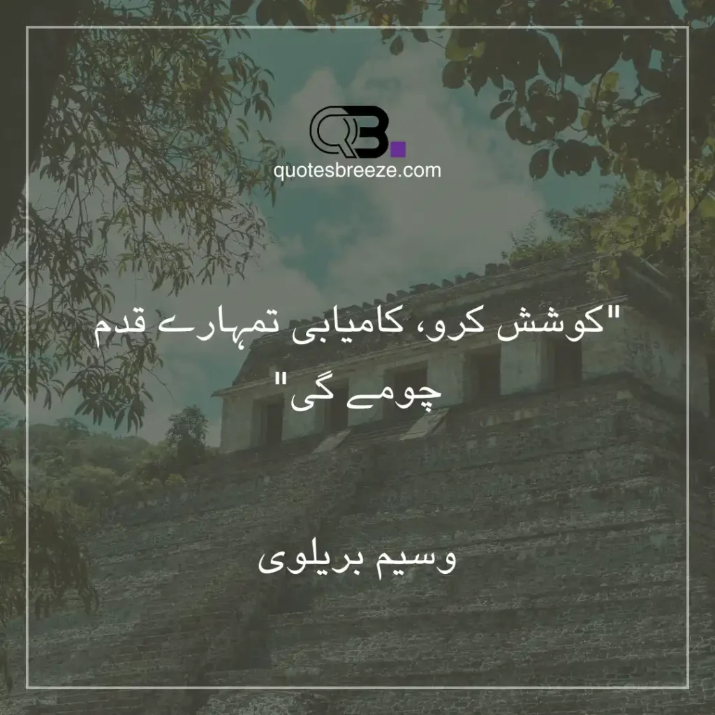 Motivational one line quotes in Urdu by Waseem Barelvi about the power of persistence.